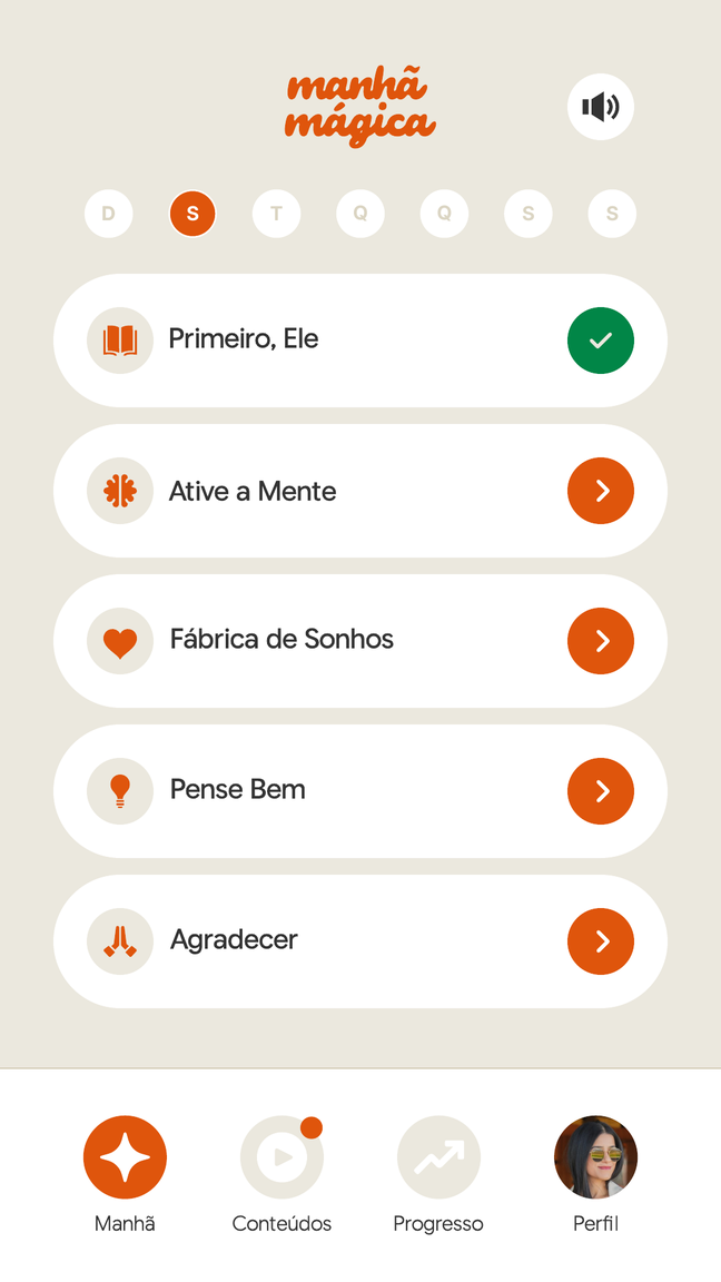 Tela principal do Manhã Mágica